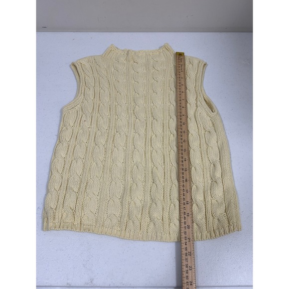 Jeanne Pierre Cream Cable Knit Cotton Mock Neck Sweater Vest Womens Medium Ivory - Picture 4 of 6